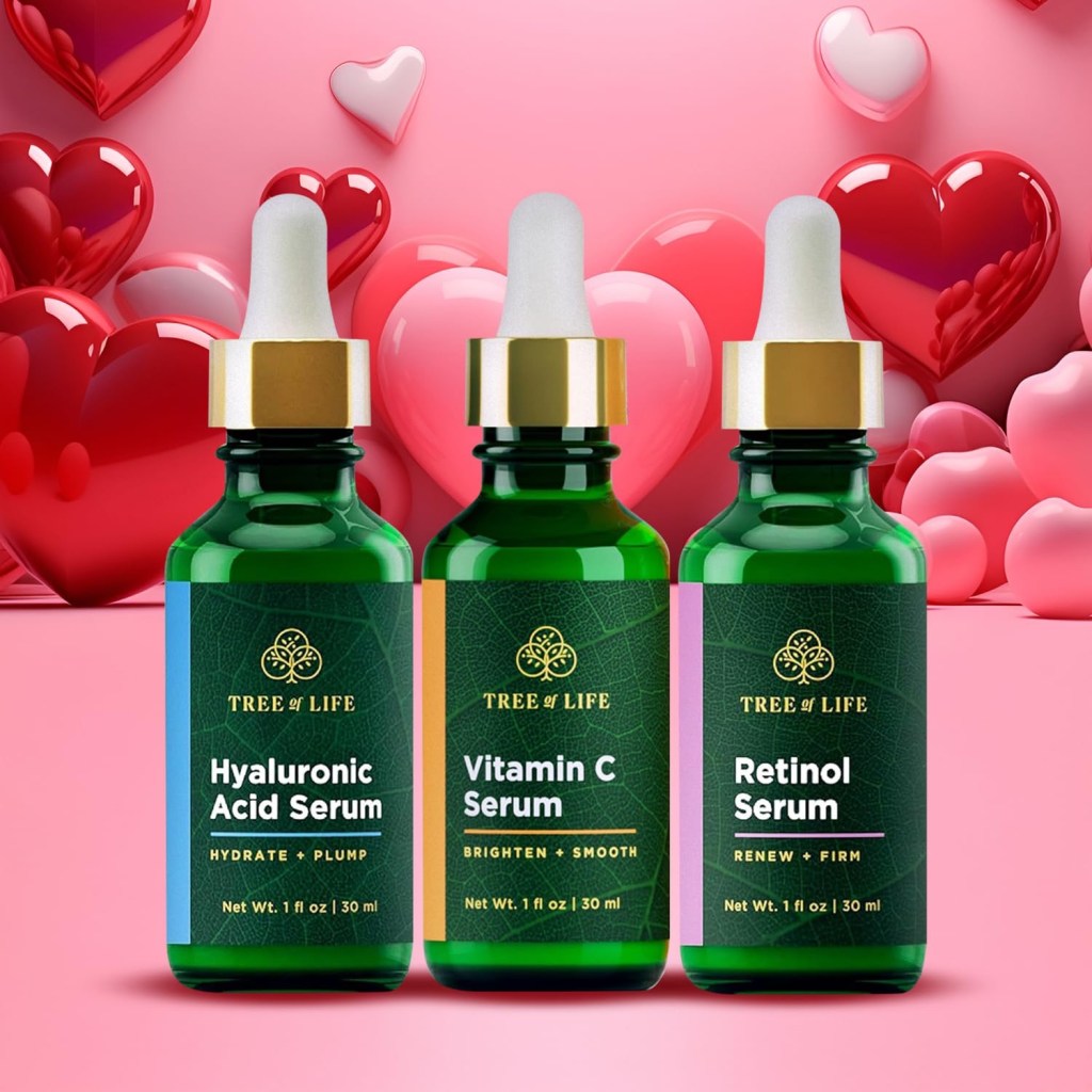 Tree of Life Beauty Facial Skin Care Set, Brightening, Firming, Hydrating, Dry Face, Dermatologist Tested – Trio Power Kit, Vitamin C, Retinol and Hyaluronic&nbsp;Acid